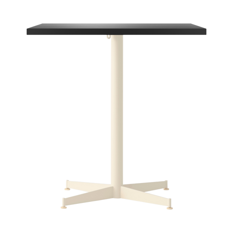 Audo Copenhagen Nook Dining Table 28"L x 24"W in Ivory and Linoleum Charcoal, packshot on white