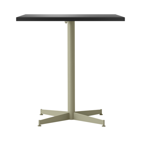 Audo Copenhagen Nook Dining Table 28"L x 24"W in Olive and Linoleum Charcoal, packshot on white