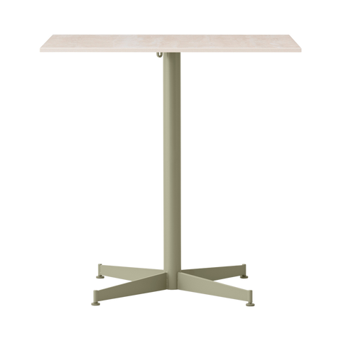 Audo Copenhagen Nook Dining Table 28"L x 24"W in Olive and Ceramic Sand, packshot on white
