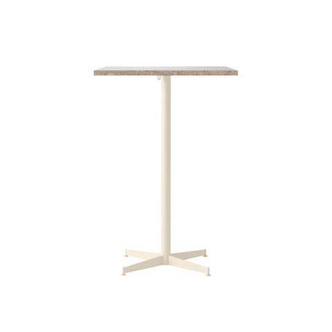 Audo Copenhagen Nook Bar Table 28"L x 24"W in Ivory and Kunis Breccia Stone, packshot on white