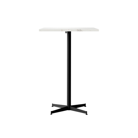 Audo Copenhagen Nook Bar Table 28"L x 24"W in Black and Estremoz Marble, packshot on white