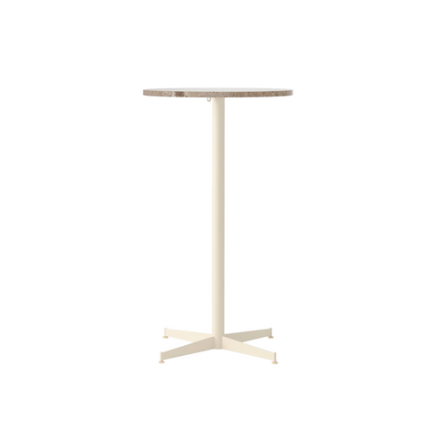 Audo Copenhagen Nook Bar Table 24"Ø in Ivory and Kunis Breccia Stone, packshot on white