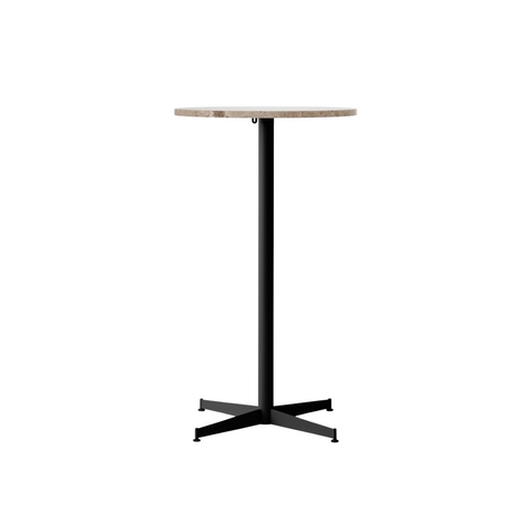 Audo Copenhagen Nook Bar Table 24"Ø in Black and Kunis Breccia Stone, packshot on white