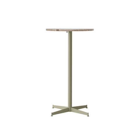 Audo Copenhagen Nook Bar Table 24"Ø in Olive and Kunis Breccia Stone, packshot on white