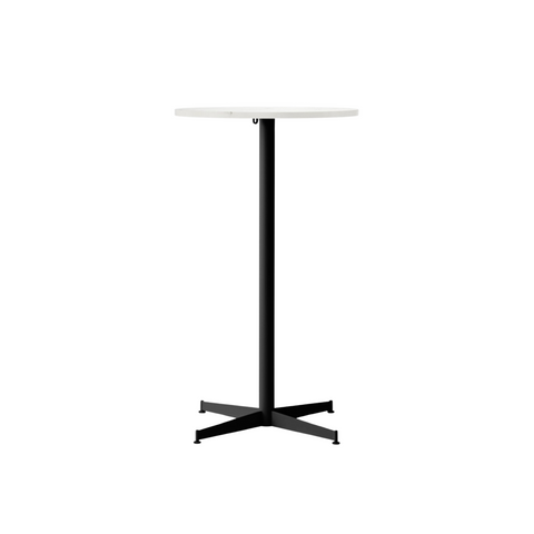 Audo Copenhagen Nook Bar Table 24"Ø in Black and Estremoz Marble, packshot on white