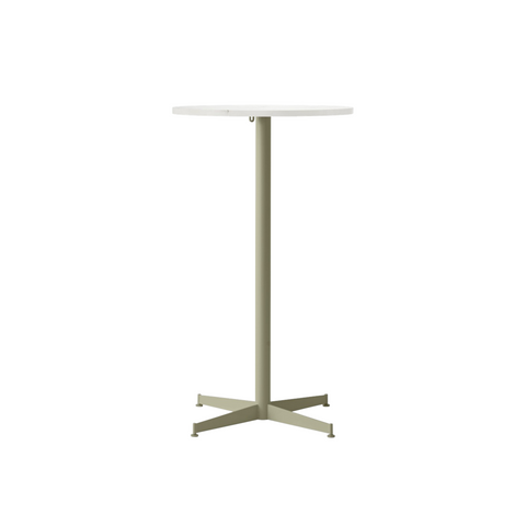 Audo Copenhagen Nook Bar Table 24"Ø in Olive and Estremoz Marble, packshot on white