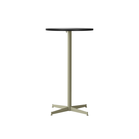 Audo Copenhagen Nook Bar Table 24"Ø in Olive and Linoleum Charcoal, packshot on white