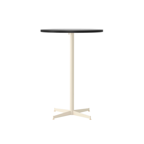 Audo Copenhagen Nook Bar Table 24"Ø in Ivory and Black Oak Veneer, packshot on white