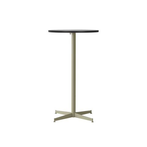 Audo Copenhagen Nook Bar Table 24"Ø in Olive and Black Oak Veneer, packshot on white