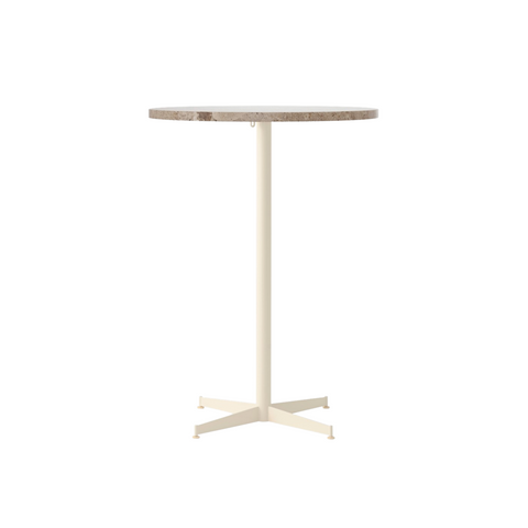 Audo Copenhagen Nook Bar Table 32"Ø in Ivory and Kunis Breccia Stone, packshot on white