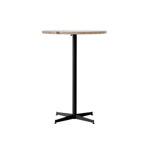 Audo Copenhagen Nook Bar Table 32"Ø in Black and Kunis Breccia Stone, packshot on white