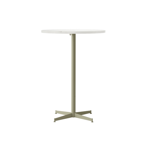 Audo Copenhagen Nook Bar Table 32"Ø in Olive and Estremoz Marble, packshot on white
