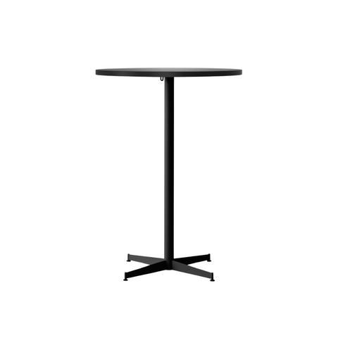 Audo Copenhagen Nook Bar Table 32"Ø in Black and Linoleum Charcoal, packshot on white