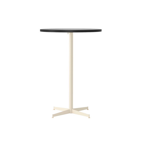 Audo Copenhagen Nook Bar Table 32"Ø in Ivory and Black Oak Veneer, packshot on white