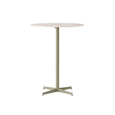 Audo Copenhagen Nook Bar Table 32"Ø in Olive and Ceramic Sand, packshot on white