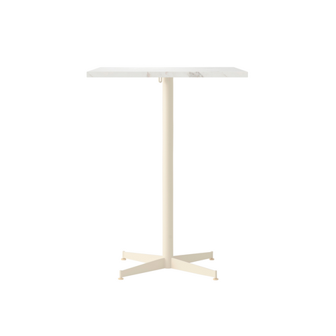 Audo Copenhagen Nook Counter Table 28"L x 24"W in Ivory and Estremoz Marble, packshot on white