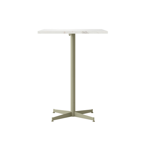 Audo Copenhagen Nook Counter Table 28"L x 24"W in Olive and Estremoz Marble, packshot on white
