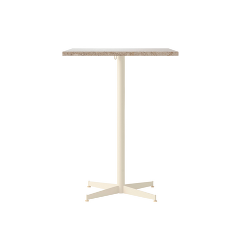Audo Copenhagen Nook Counter Table 28"L x 24"W in Ivory and Kunis Breccia Stone, packshot on white