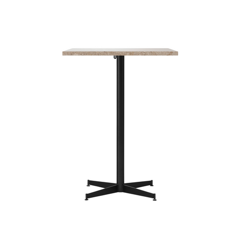 Audo Copenhagen Nook Counter Table 28"L x 24"W in Black and Kunis Breccia Stone, packshot on white
