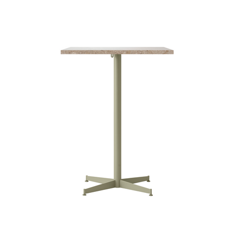 Audo Copenhagen Nook Counter Table 28"L x 24"W in Olive and Kunis Breccia Stone, packshot on white