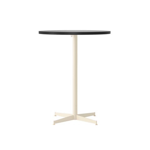 Audo Copenhagen Nook Counter Table 24"Ø in Ivory and Black Oak Veneer, packshot on white