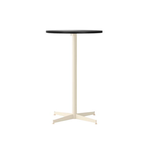 Audo Copenhagen Nook Counter Table 24"Ø in Ivory and Linoleum Charcoal, packshot on white