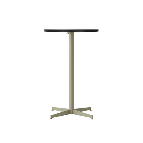 Audo Copenhagen Nook Counter Table 24"Ø in Olive and Linoleum Charcoal, packshot on white