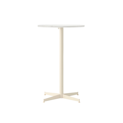 Audo Copenhagen Nook Counter Table 24"Ø in Ivory and Estremoz Marble, packshot on white