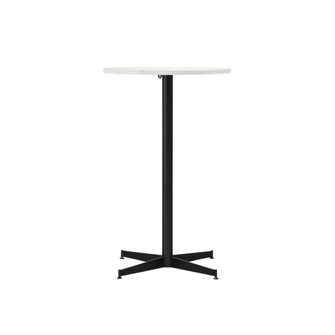 Audo Copenhagen Nook Counter Table 24"Ø in Black and Estremoz Marble, packshot on white