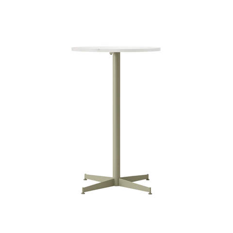 Audo Copenhagen Nook Counter Table 24"Ø in Olive and Estremoz Marble, packshot on white