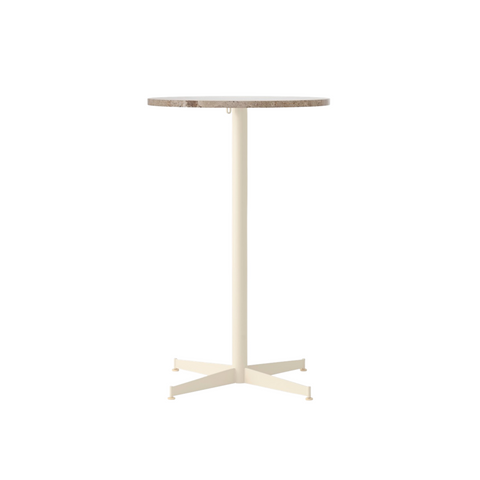 Audo Copenhagen Nook Counter Table 24"Ø in Ivory and Kunis Breccia Stone, packshot on white