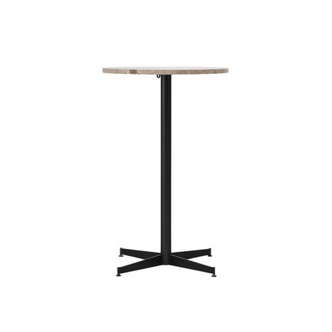 Audo Copenhagen Nook Counter Table 24"Ø in Black and Kunis Breccia Stone, packshot on white