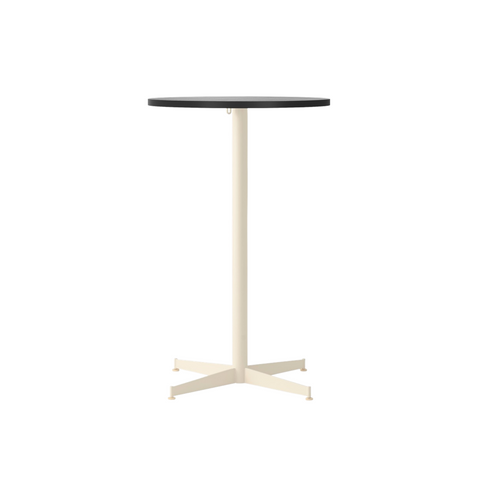 Audo Copenhagen Nook Counter Table 32"Ø in Ivory and Black Oak Veneer, packshot on white