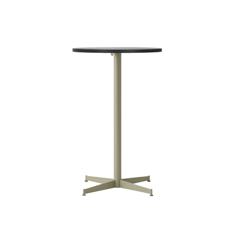 Audo Copenhagen Nook Counter Table 32"Ø in Olive and Black Oak Veneer, packshot on white