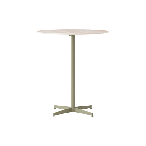 Audo Copenhagen Nook Counter Table 32"Ø in Olive and Ceramic Sand, packshot on white