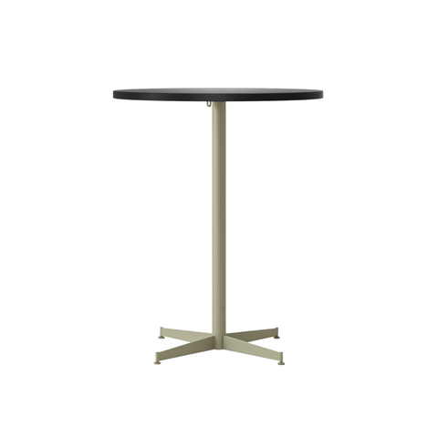 Audo Copenhagen Nook Counter Table 32"Ø in Olive and Linoleum Charcoal, packshot on white
