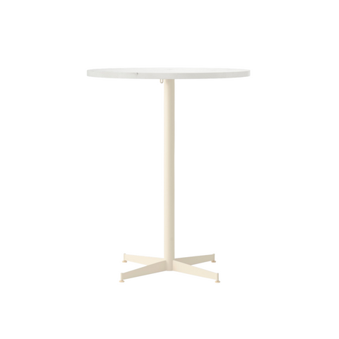Audo Copenhagen Nook Counter Table 32"Ø in Ivory and Estremoz Marble, packshot on white