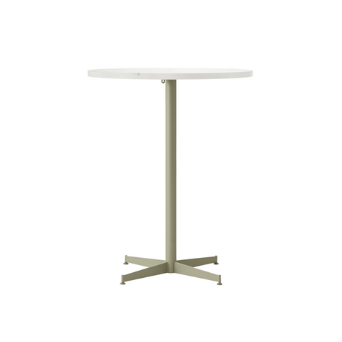 Audo Copenhagen Nook Counter Table 32"Ø in Olive and Estremoz Marble, packshot on white