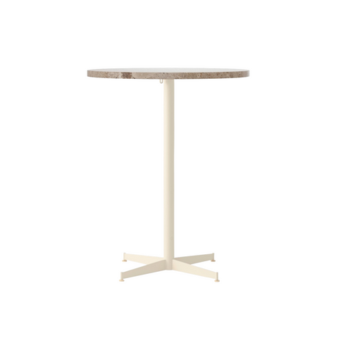 Audo Copenhagen Nook Counter Table 32"Ø in Ivory and Kunis Breccia Stone, packshot on white