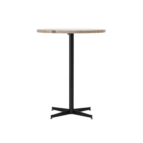 Audo Copenhagen Nook Counter Table 32"Ø in Black and Kunis Breccia Stone, packshot on white