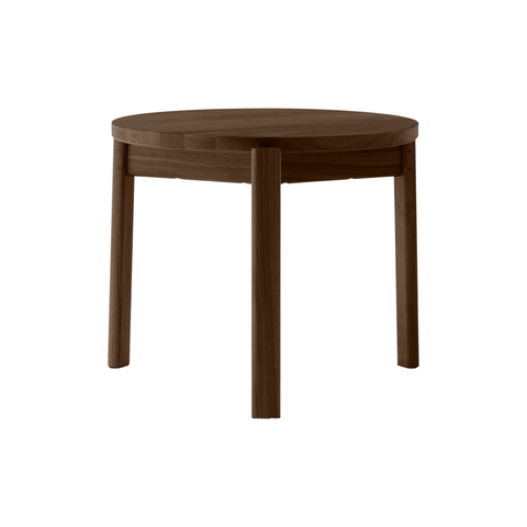 Audo Copenhagen Passage Lounge Table Ø50 in Dark Stained Oak, packshot on white