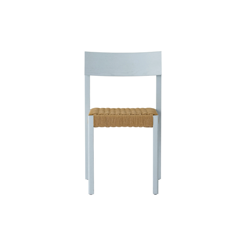 Audo Copenhagen Mauro Dining Chair, Paper Cord Seat in Linen Blue Oak, packshot on white