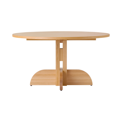 Audo Copenhagen Puffin Dining Table, Round 56"Ø in Oak Veneer, packshot on white