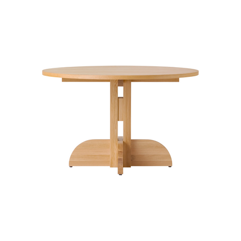 Audo Copenhagen Puffin Dining Table, Round 48"Ø in Oak Veneer, packshot on white