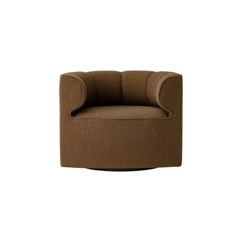 Audo Copenhagen Eave Seamline Lounge Chair, Swivel with Return in Logan Nutmeg, packshot on white