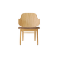 Audo Copenhagen The Penguin Wooden Lounge Chair, Upholstered, Upholstered Seat in Natural Oak with Logan Nutmeg, packshot on white