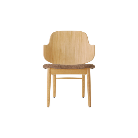 Audo Copenhagen The Penguin Wooden Lounge Chair, Upholstered, Upholstered Seat in Natural Oak with Logan Nutmeg, packshot on white