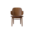 Audo Copenhagen The Penguin Wooden Lounge Chair, Upholstered, Upholstered Seat in Red Stained Oak with Aida 0329, packshot on white