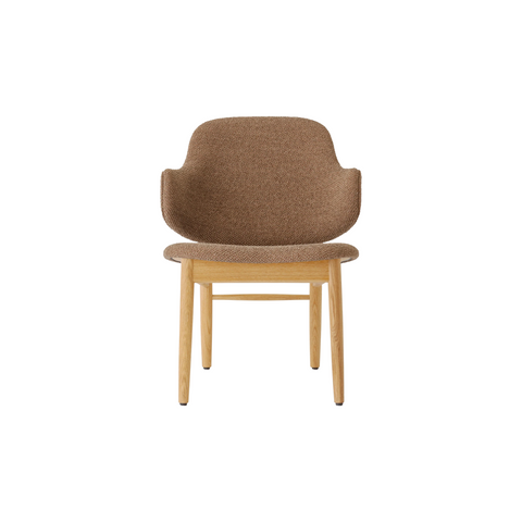 Audo Copenhagen The Penguin Wooden Lounge Chair, Upholstered, Fully Upholstered in Natural Oak with Logan Nutmeg, packshot on white