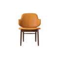 Audo Copenhagen The Penguin Wooden Lounge Chair, Upholstered, Fully Upholstered in Red Stained Oak with Aida 0250, packshot on white